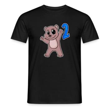 2nd Birthday Motif Bear - Two Years Old - Men's T-Shirt - black - Front - AI Model Male 178 light (178cm)
