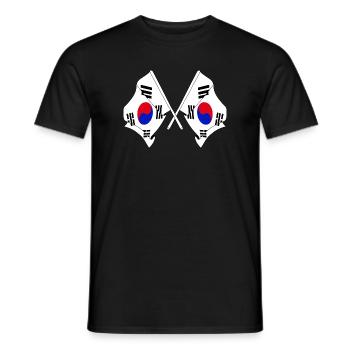 Deux drapeaux croisés de la Corée du Sud - T-shirt homme - noir - Devant - AI Model Male 178 light (178cm)