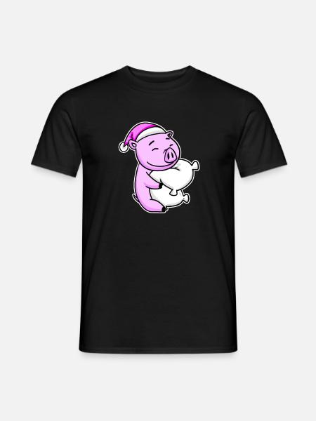 Schwein Müde Ausschlafen Schlafen Mädchen - Männer T-Shirt - Schwarz
