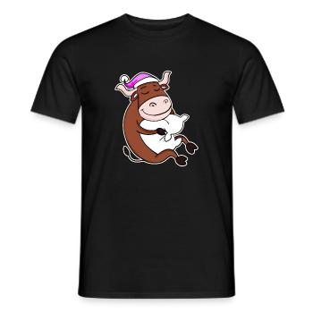 Ochse Müde Ausschlafen Schlafen Mädchen - Männer T-Shirt - Schwarz - Vorne - AI Model Male 178 light (178cm)