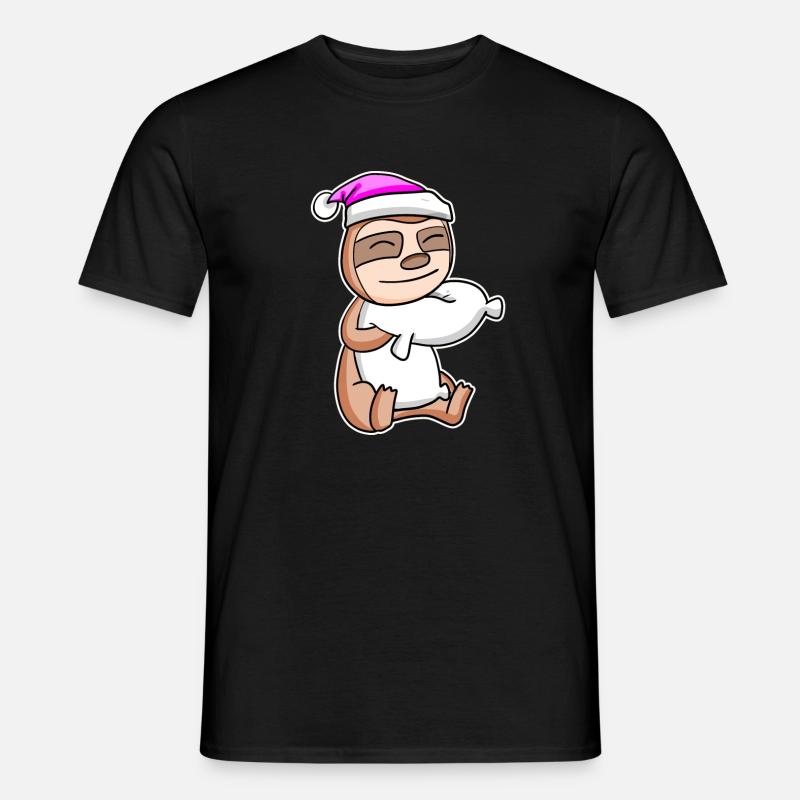 Faultier Müde Ausschlafen Schlafen Mädchen - Männer T-Shirt - Schwarz