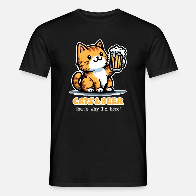 Katzen und Bier 2 (dunkel) - Männer T-Shirt - Schwarz