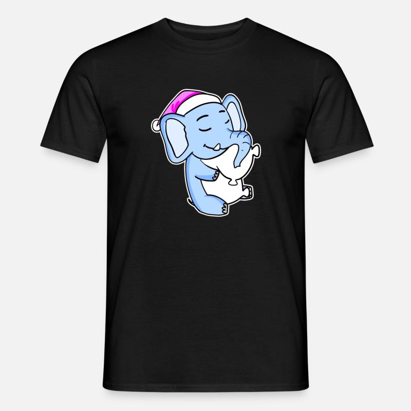 Elefant Müde Ausschlafen Schlafen Mädchen - Männer T-Shirt - Schwarz