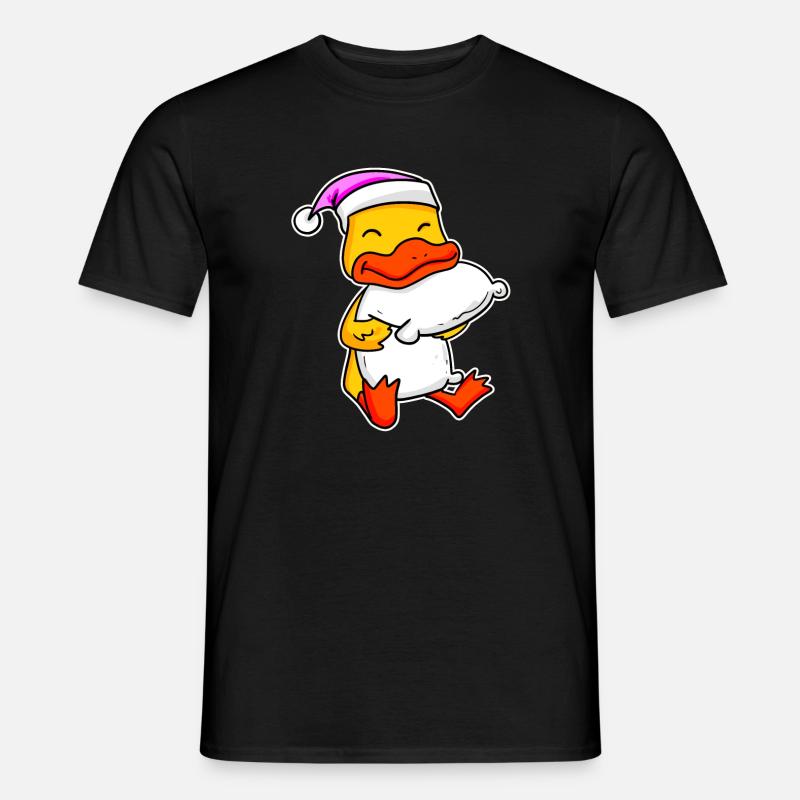 Ente Müde Ausschlafen Schlafen Mädchen - Männer T-Shirt - Schwarz