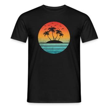 Tropical Sunset Round Palm Island - Men's T-Shirt - black - Front - AI Model Male 178 light (178cm)