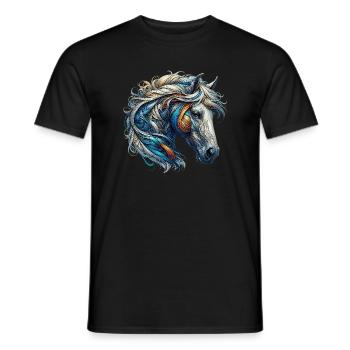 Pferd - Männer T-Shirt - Schwarz - Vorne - AI Model Male 178 light (178cm)
