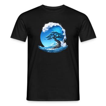 Ein Baum unter einer Welle - Männer T-Shirt - Schwarz - Vorne - AI Model Male 178 light (178cm)