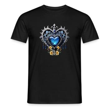 Wonderful Noble Gothic Heart in Blue Colors - Men's T-Shirt - black - Front - AI Model Male 178 light (178cm)