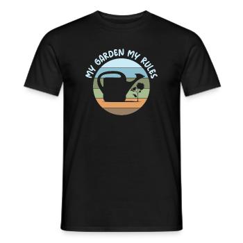 lustige Sprüche Garten Gärtner Regeln retro Logo - Männer T-Shirt - Schwarz - Vorne - AI Model Male 178 light (178cm)