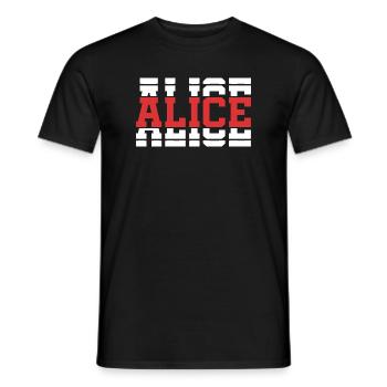 t-shirt Alice t-shirt idée cadeau texte empilé - T-shirt homme - noir - Devant - AI Model Male 178 light (178cm)
