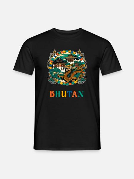 Bhutan Dragon Azja Południowa Thimphu - T-shirt męski - czarny
