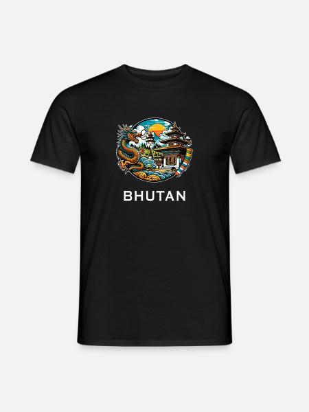 Bhutan dragon Thimphu Himalaya - Men's T-Shirt - black