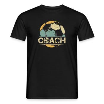 retro coach Fußballtrainer Logo Ball Symbol Team - Männer T-Shirt - Schwarz - Vorne - AI Model Male 178 light (178cm)