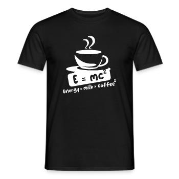 E = mc2 café dictons drôles Einstein Cafe symbole - T-shirt homme - noir - Devant - AI Model Male 178 light (178cm)