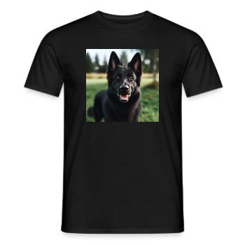 Black German Shepherd - Men's T-Shirt - black - Front - AI Model Male 178 light (178cm)