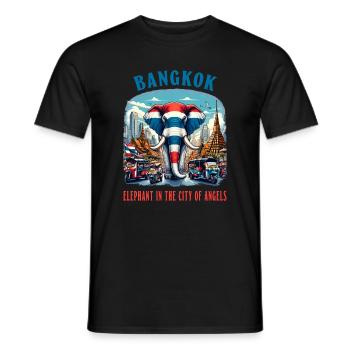 Bangkok Thaïlande Drapeaux d'éléphants Ville - T-shirt homme - noir - Devant - AI Model Male 178 light (178cm)