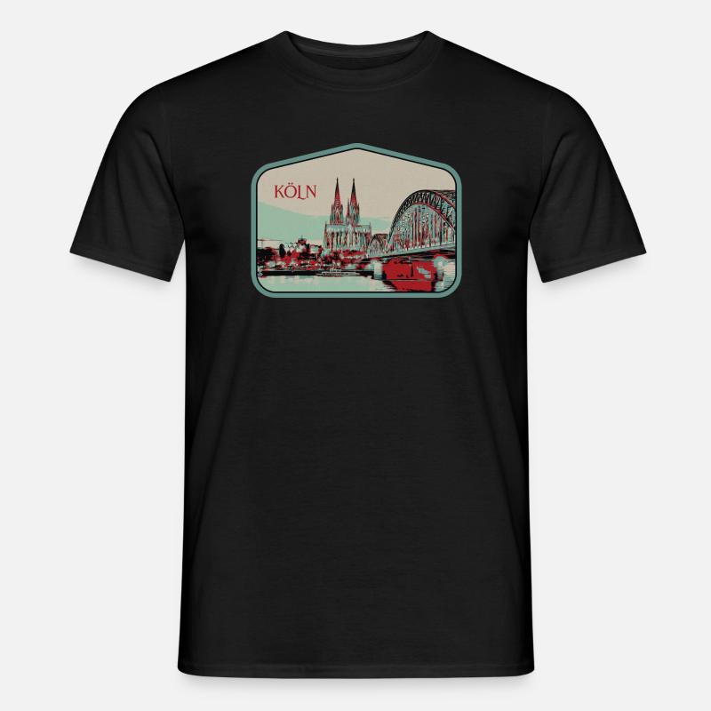 Panoramablick Köln Illustration - Männer T-Shirt - Schwarz