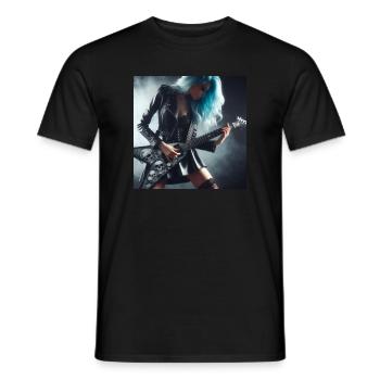 Metaller an der Gitarre - Männer T-Shirt - Schwarz - Vorne - AI Model Male 178 light (178cm)