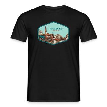 Hamburg, a historic German city - Men's T-Shirt - black - Front - AI Model Male 178 light (178cm)