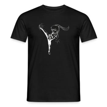 Chibi Girl with kick - white - Men's T-Shirt - black - Front - AI Model Male 178 light (178cm)