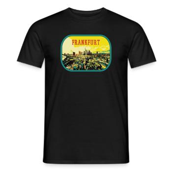 Vue panoramique colorée de la ville de Francfort - T-shirt homme - noir - Devant - AI Model Male 178 light (178cm)