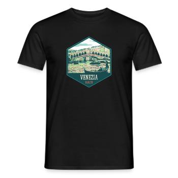 Illustration der Rialtobrücke, Venedig - Männer T-Shirt - Schwarz - Vorne - AI Model Male 178 light (178cm)