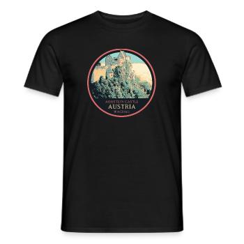 Illustration Schloss Aggstein, Wachau, Österreich - Männer T-Shirt - Schwarz - Vorne - AI Model Male 178 light (178cm)