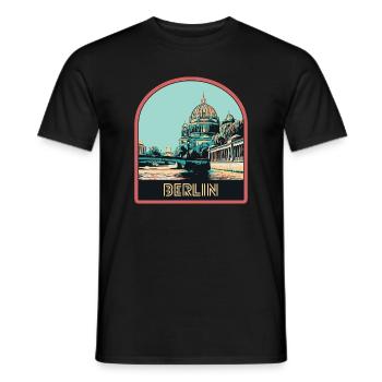 Illustration Historische Mitte Berlins - Männer T-Shirt - Schwarz - Vorne - AI Model Male 178 light (178cm)