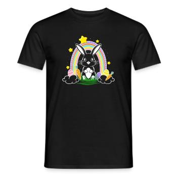 Easter Bunny Bunny with Rainbow and Easter Eggs - Men's T-Shirt - black - Front - AI Model Male 178 light (178cm)