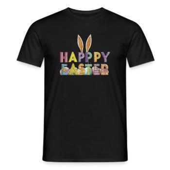 Easter bunny design with colorful letters - Men's T-Shirt - black - Front - AI Model Male 178 light (178cm)