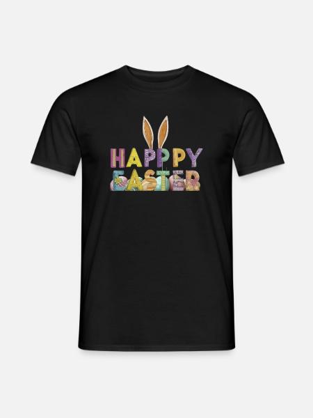 Osterhasen-Design mit bunten Buchstaben - Männer T-Shirt - Schwarz
