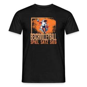 Spiel - Satz - Sieg - Beachvolleyball - Männer T-Shirt - Schwarz - Vorne - AI Model Male 178 light (178cm)