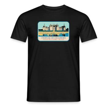 Illustration Château Chambord, Loire Valley - Men's T-Shirt - black - Front - AI Model Male 178 light (178cm)