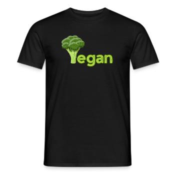 Vibrant Vegan Broccoli Logo - Men's T-Shirt - black - Front - AI Model Male 178 light (178cm)