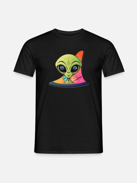 Vagues extraterrestres dans l’espace néon - T-shirt homme - noir