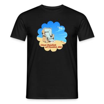 Strandkorb mit Meerblick Ferien Urlaub Erholung - Männer T-Shirt - Schwarz - Vorne - AI Model Male 178 light (178cm)