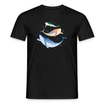 Trois baleines scintillantes aux couleurs vives dans l’océan - T-shirt homme - noir - Devant - AI Model Male 178 light (178cm)