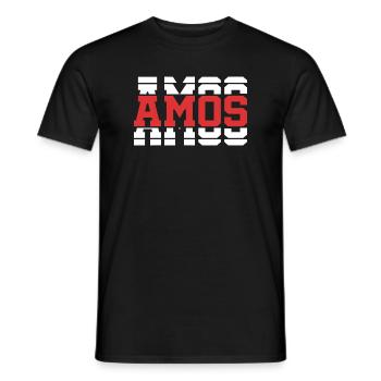 t-shirt Amos t-shirt gift idea stacked text - Men's T-Shirt - black - Front - AI Model Male 178 light (178cm)