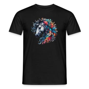 Pferd - Männer T-Shirt - Schwarz - Vorne - AI Model Male 178 light (178cm)