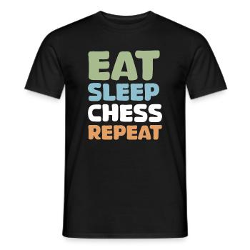 retro chess funny sayings eat sleep repeat - Men's T-Shirt - black - Front - AI Model Male 178 light (178cm)