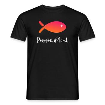 POISSON. POISSON D'AVRIL. VACANCES. ETE. HUMOUR - T-shirt homme - noir - Devant - AI Model Male 178 light (178cm)