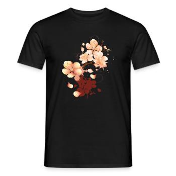 Pfirsichblüten Graffiti im samtigen Pfirsichton - Männer T-Shirt - Schwarz - Vorne - AI Model Male 178 light (178cm)