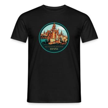 Alcázar von Segovia, Spanien Illustration - Männer T-Shirt - Schwarz - Vorne - AI Model Male 178 light (178cm)