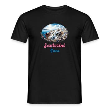 Santorin, Grèce, voyage au volcan Akrotiri - T-shirt homme - noir - Devant - AI Model Male 178 light (178cm)