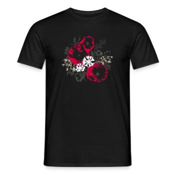 Poppies Cornflowers Wildflowers - Men's T-Shirt - black - Front - AI Model Male 178 light (178cm)
