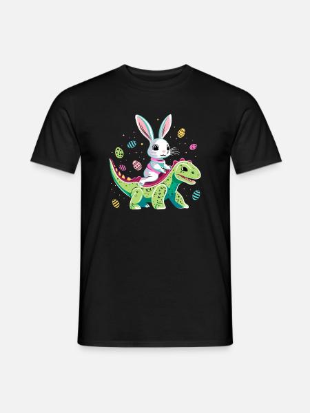 Påskeharen rider dinosaur - Mænd T-shirt - sort
