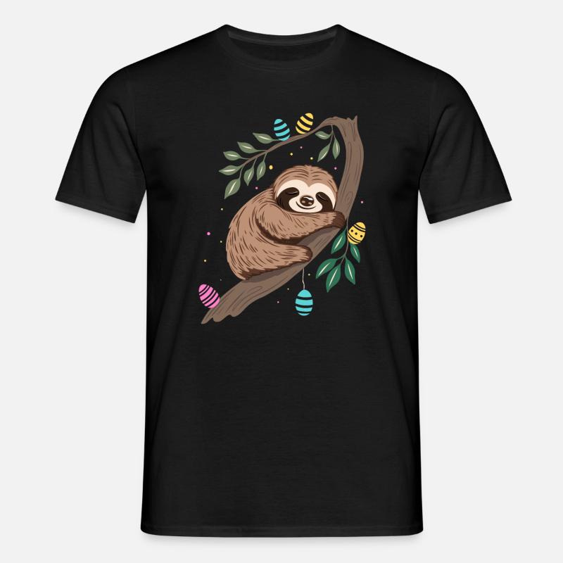 Easter Sloth with Easter Eggs - Men's T-Shirt - black