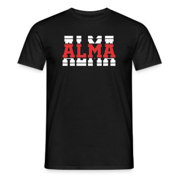 T-Shirt Alma T-Shirt Geschenkidee gestapelter Text - Männer T-Shirt - Schwarz - Vorne - AI Model Male 178 light (178cm)