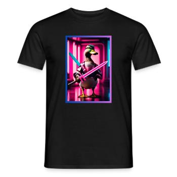 Neon Ninja Ente mit Lichtschwert - Männer T-Shirt - Schwarz - Vorne - AI Model Male 178 light (178cm)