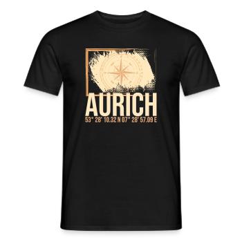 Aurich Koordinaten - Männer T-Shirt - Schwarz - Vorne - AI Model Male 178 light (178cm)